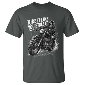 Ride It Like You Stole It Skeleton Rider Vintage Motorcycle Graphic T Shirt Biker Enthusiasts TS10 Dark Heather Print Your Wear