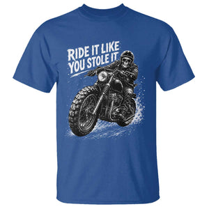 Ride It Like You Stole It Skeleton Rider Vintage Motorcycle Graphic T Shirt Biker Enthusiasts TS10 Royal Blue Print Your Wear