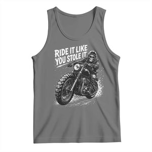 Ride It Like You Stole It Skeleton Rider Vintage Motorcycle Graphic Tank Top Biker Enthusiasts TS10 Black Heather Print Your Wear