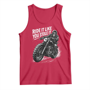 Ride It Like You Stole It Skeleton Rider Vintage Motorcycle Graphic Tank Top Biker Enthusiasts TS10 Red Print Your Wear