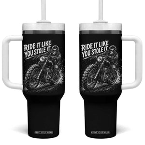 Ride It Like You Stole It Skeleton Rider Vintage Motorcycle Graphic Tumbler With Handle Biker Enthusiasts TS10 One Size: 40 oz Black Print Your Wear