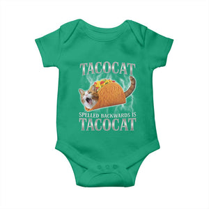 Tacocat Spelled Backwards Is Tacocat Baby Onesie Funny Cat Gift 90s Bootleg TS10 Irish Green Print Your Wear