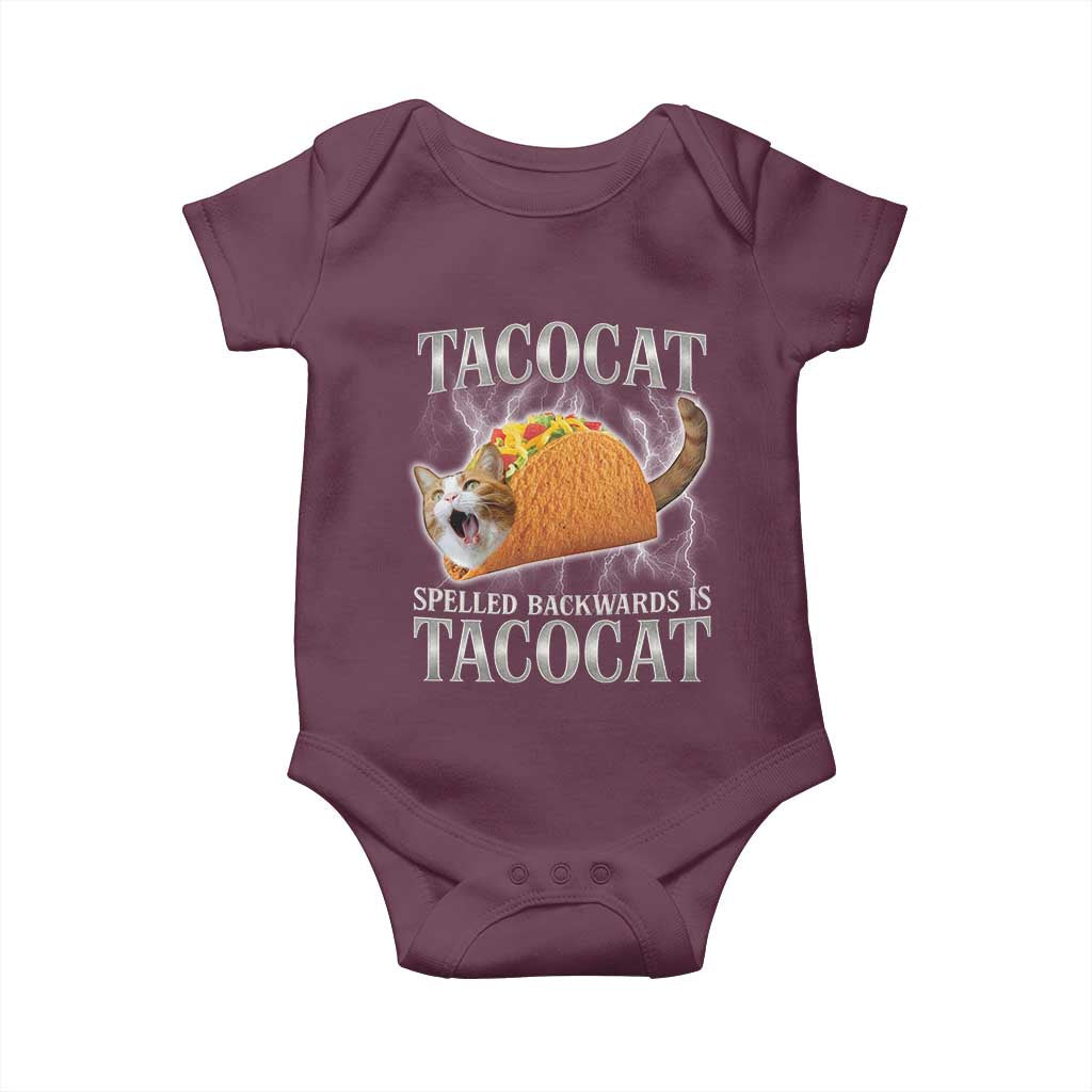 Tacocat Spelled Backwards Is Tacocat Baby Onesie Funny Cat Gift 90s Bootleg TS10 Maroon Print Your Wear