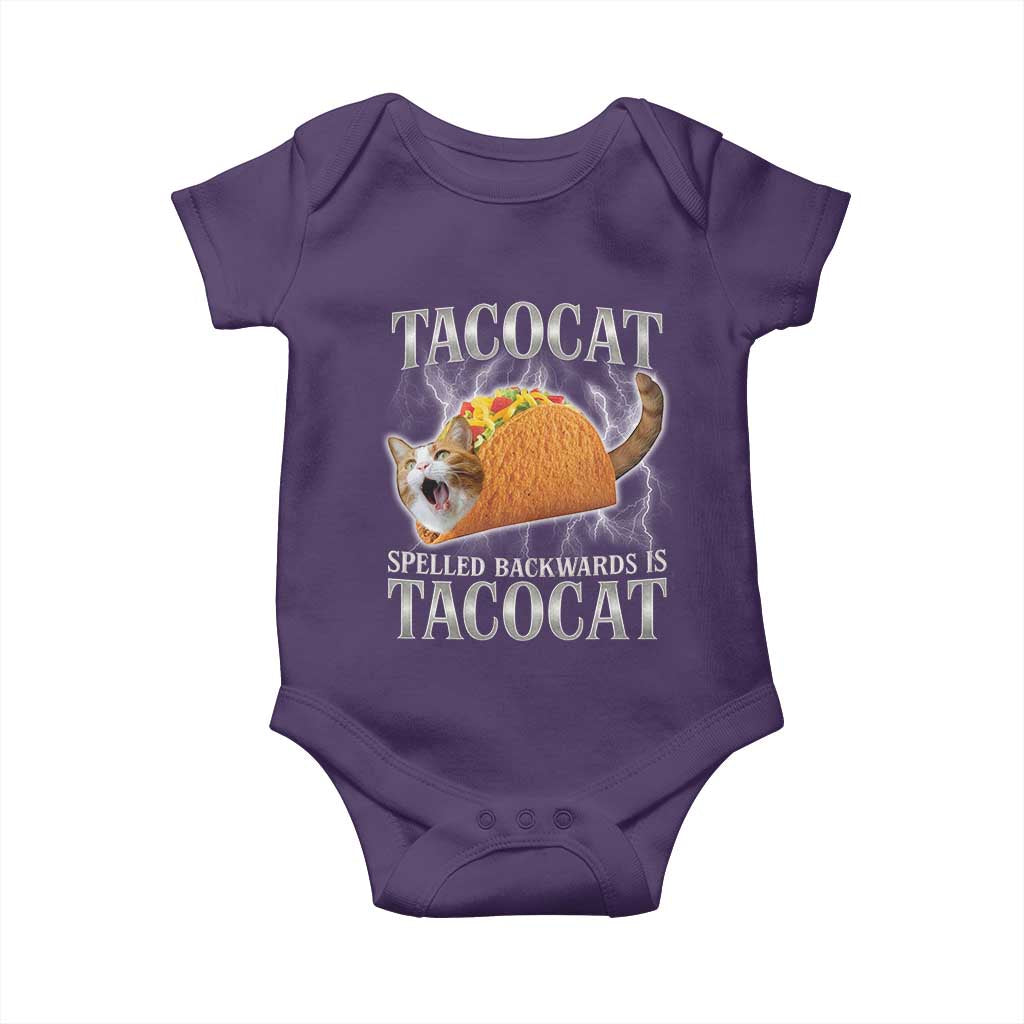 Tacocat Spelled Backwards Is Tacocat Baby Onesie Funny Cat Gift 90s Bootleg TS10 Purple Print Your Wear