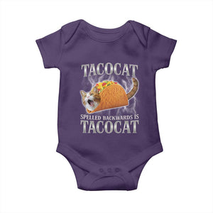 Tacocat Spelled Backwards Is Tacocat Baby Onesie Funny Cat Gift 90s Bootleg TS10 Purple Print Your Wear