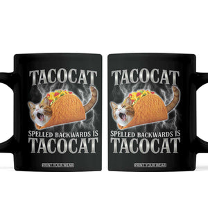 Tacocat Spelled Backwards Is Tacocat Coffee Mug Funny Cat Gift 90s Bootleg TS10 Black Print Your Wear