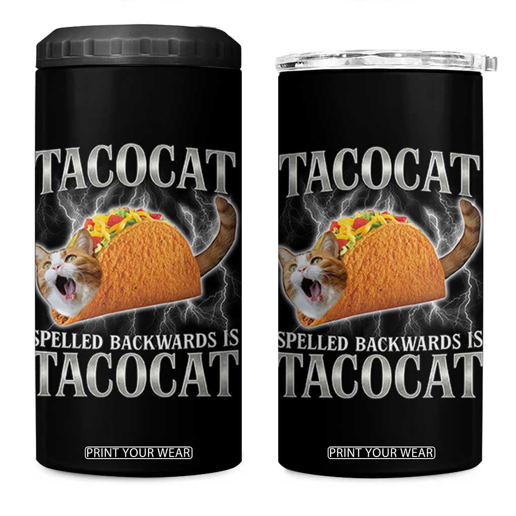 Tacocat Spelled Backwards Is Tacocat 4 in 1 Can Cooler Tumbler Funny Cat Gift 90s Bootleg TS10 One Size: 16 oz Black Print Your Wear