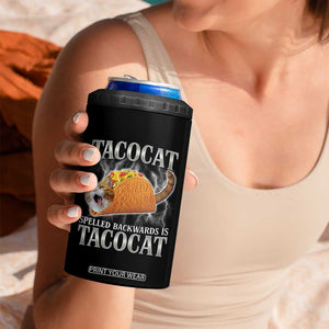 Tacocat Spelled Backwards Is Tacocat 4 in 1 Can Cooler Tumbler Funny Cat Gift 90s Bootleg TS10 Print Your Wear