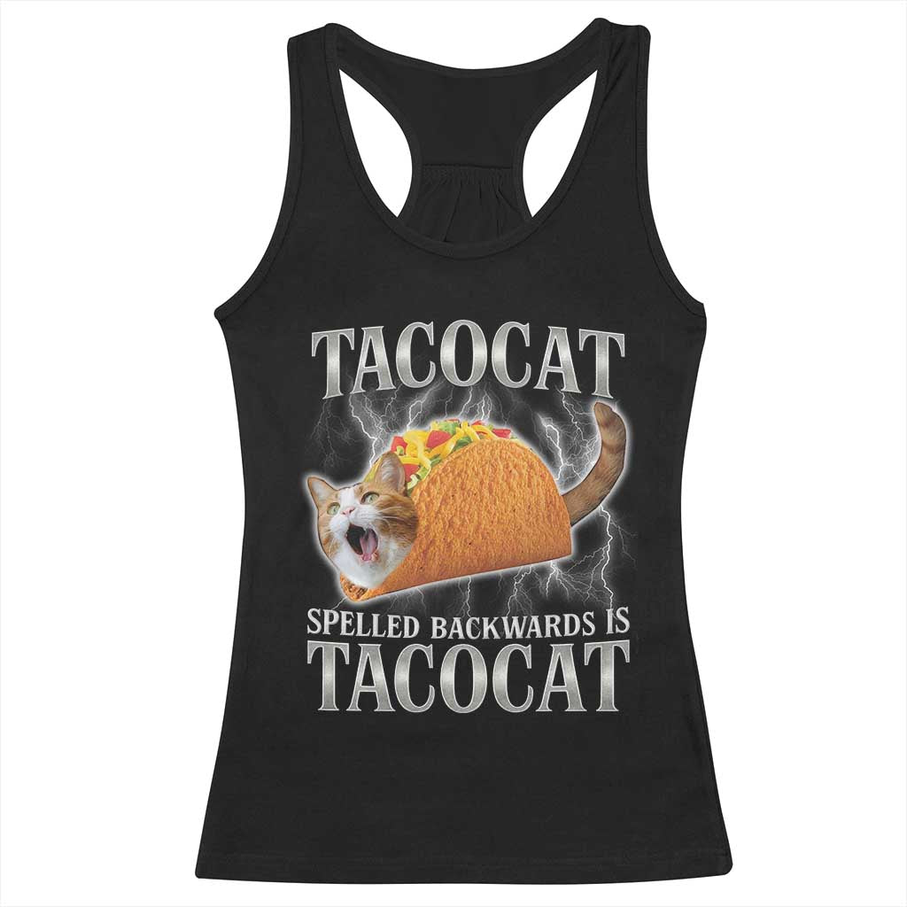 Tacocat Spelled Backwards Is Tacocat Racerback Tank Top Funny Cat Gift 90s Bootleg TS10 Black Print Your Wear