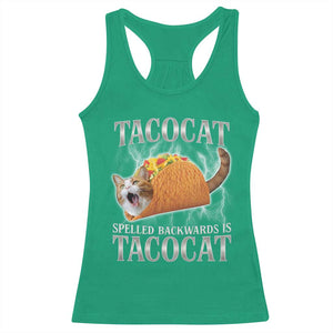 Tacocat Spelled Backwards Is Tacocat Racerback Tank Top Funny Cat Gift 90s Bootleg TS10 Irish Green Print Your Wear