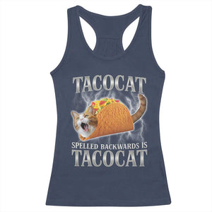 Tacocat Spelled Backwards Is Tacocat Racerback Tank Top Funny Cat Gift 90s Bootleg TS10 Navy Print Your Wear