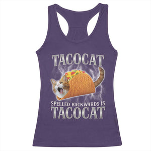 Tacocat Spelled Backwards Is Tacocat Racerback Tank Top Funny Cat Gift 90s Bootleg TS10 Purple Print Your Wear