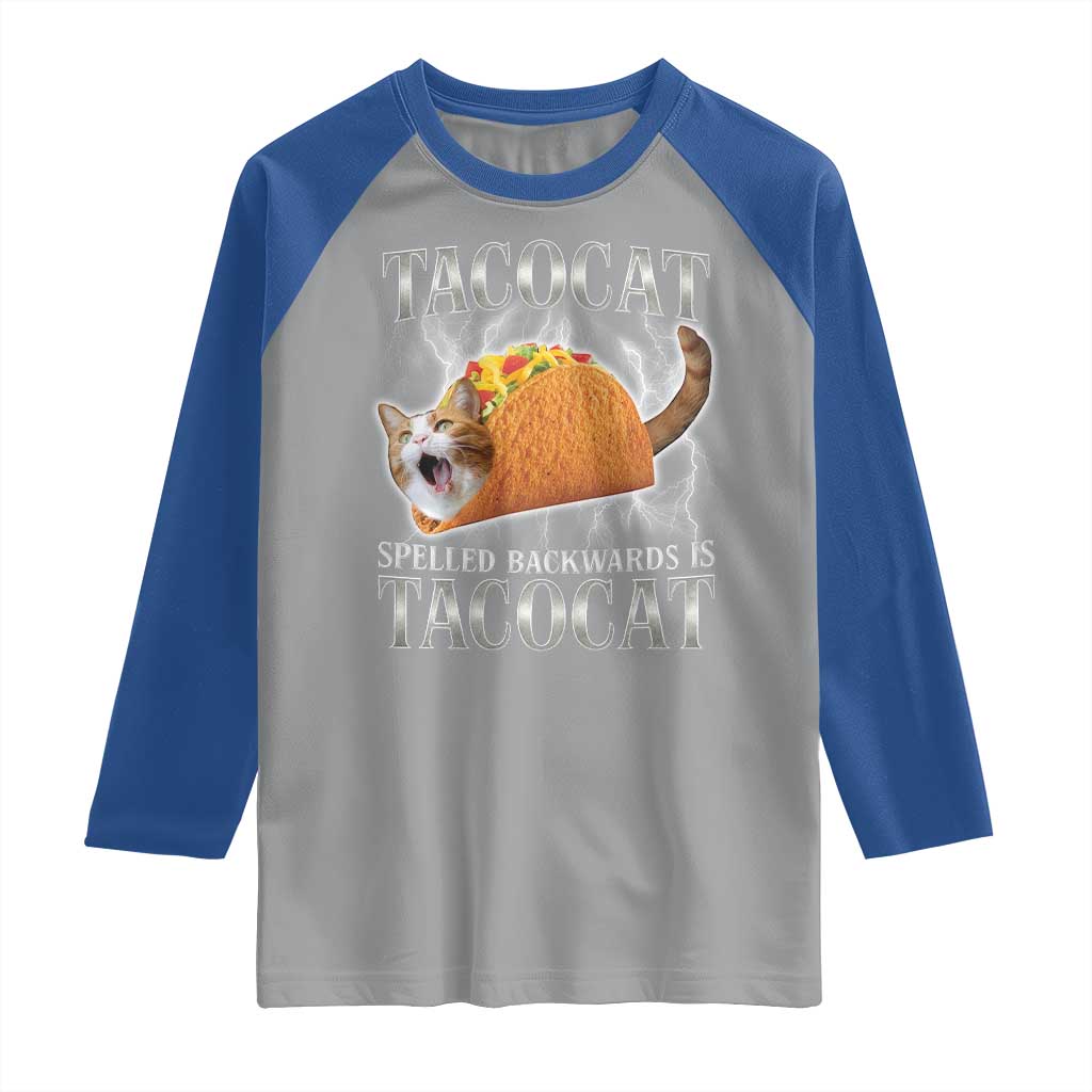Tacocat Spelled Backwards Is Tacocat Raglan Shirt Funny Cat Gift 90s Bootleg TS10 Sport Gray Royal Print Your Wear