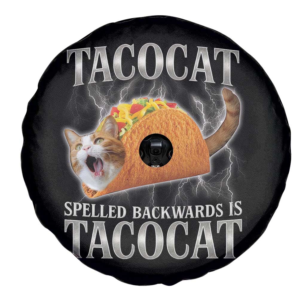 Tacocat Spelled Backwards Is Tacocat Spare Tire Cover Funny Cat Gift 90s Bootleg TS10 Print Your Wear