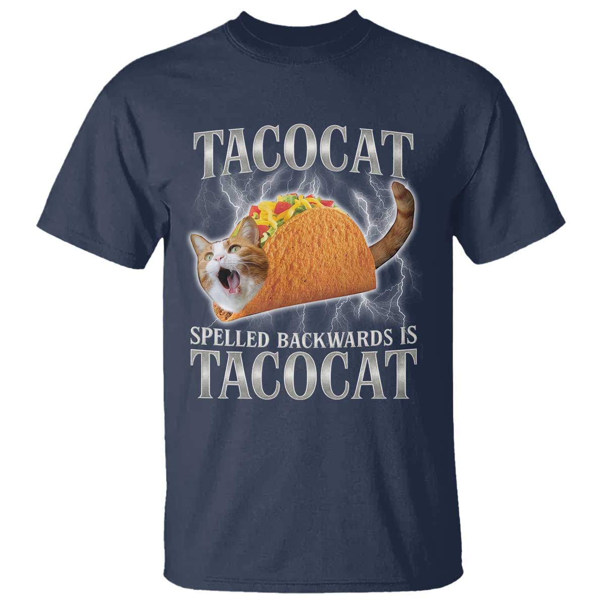 Tacocat Spelled Backwards Is Tacocat T Shirt Funny Cat Gift 90s Bootleg TS10 Navy Print Your Wear