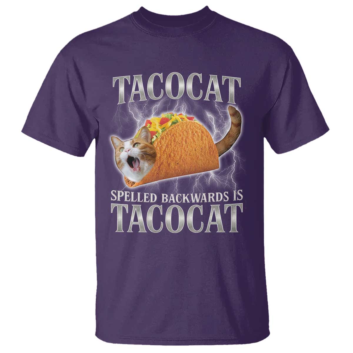 Tacocat Spelled Backwards Is Tacocat T Shirt Funny Cat Gift 90s Bootleg TS10 Purple Print Your Wear