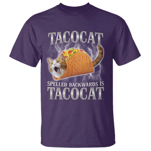 Tacocat Spelled Backwards Is Tacocat T Shirt Funny Cat Gift 90s Bootleg TS10 Purple Print Your Wear