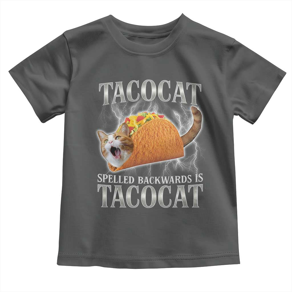 Tacocat Spelled Backwards Is Tacocat Toddler T Shirt Funny Cat Gift 90s Bootleg TS10 Dark Heather Print Your Wear