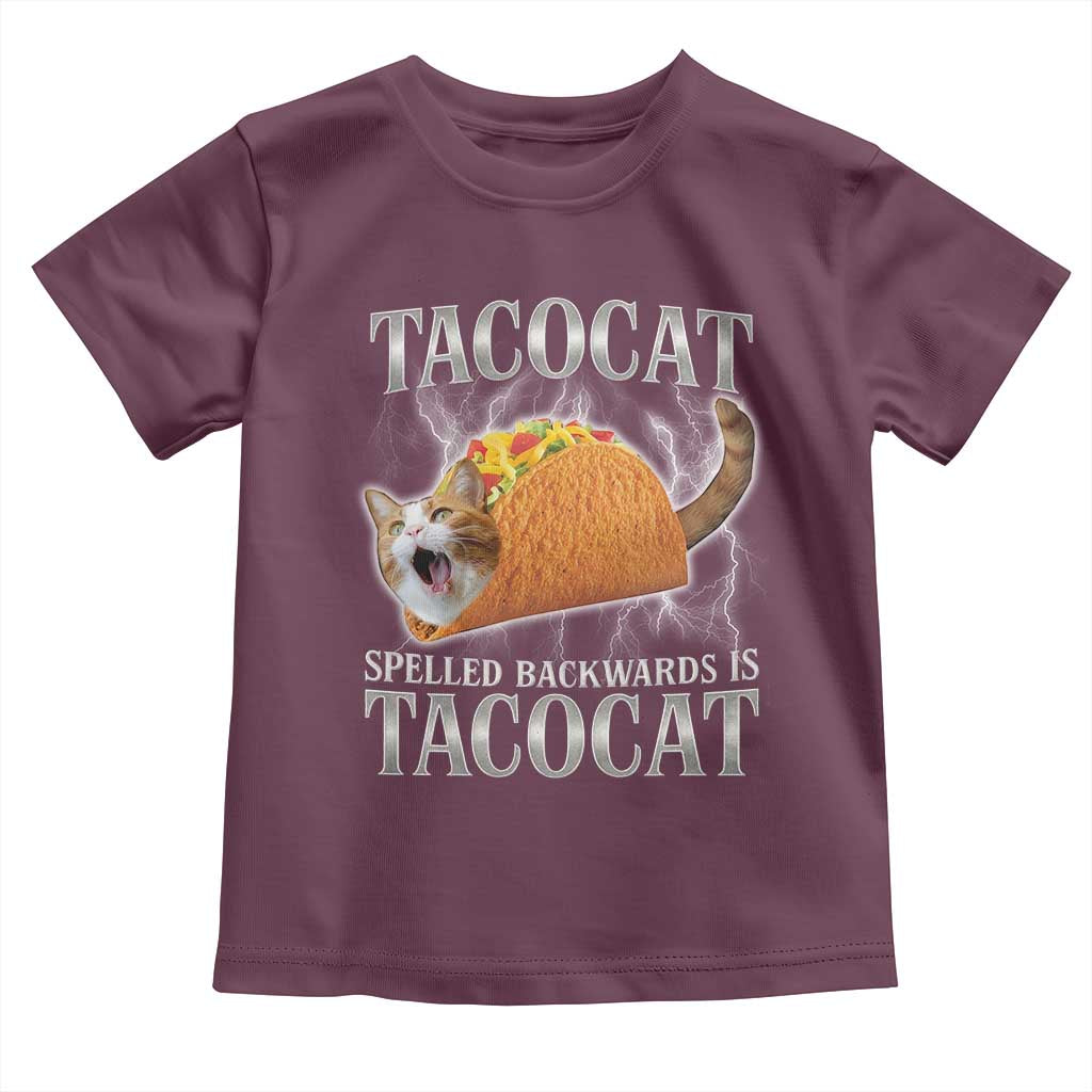 Tacocat Spelled Backwards Is Tacocat Toddler T Shirt Funny Cat Gift 90s Bootleg TS10 Maroon Print Your Wear