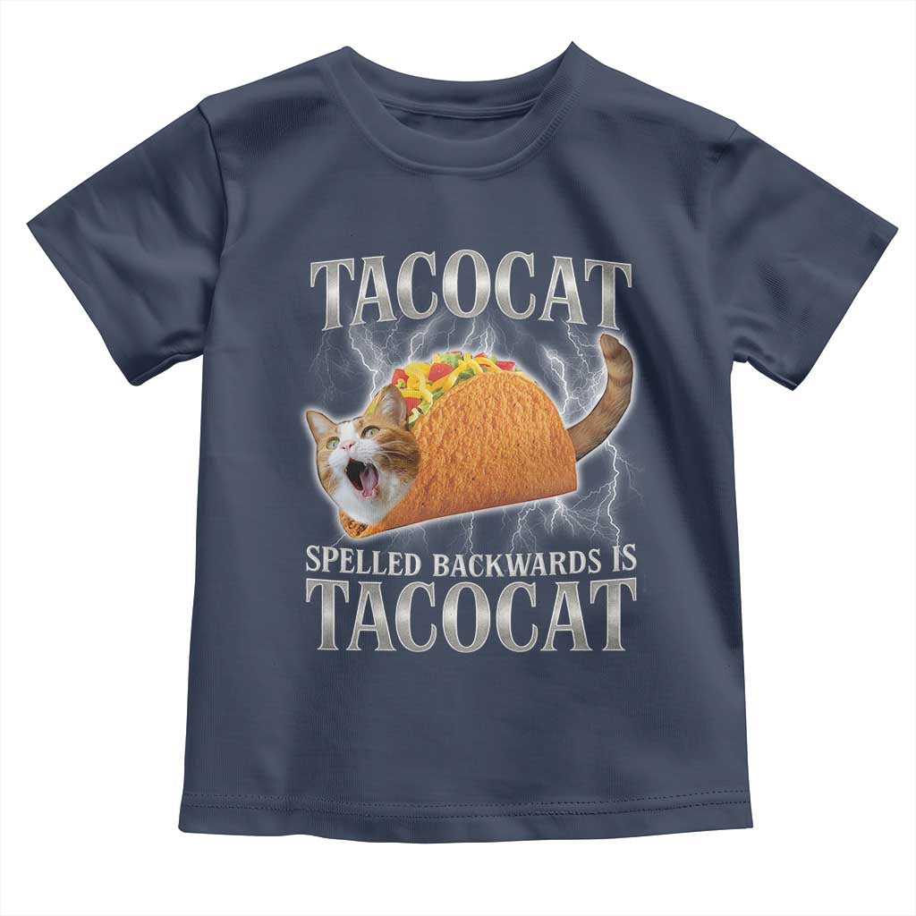 Tacocat Spelled Backwards Is Tacocat Toddler T Shirt Funny Cat Gift 90s Bootleg TS10 Navy Print Your Wear