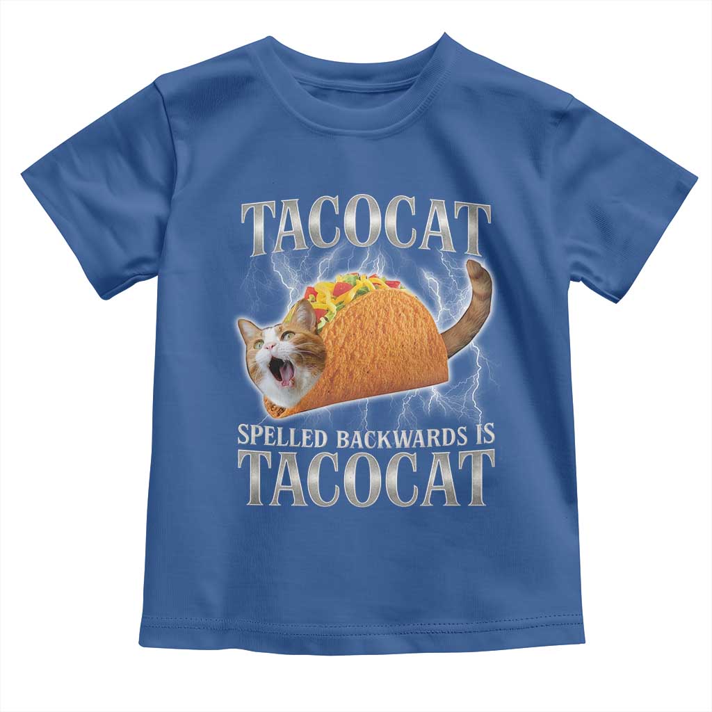Tacocat Spelled Backwards Is Tacocat Toddler T Shirt Funny Cat Gift 90s Bootleg TS10 Royal Blue Print Your Wear
