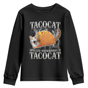 Tacocat Spelled Backwards Is Tacocat Youth Sweatshirt Funny Cat Gift 90s Bootleg TS10 Black Print Your Wear