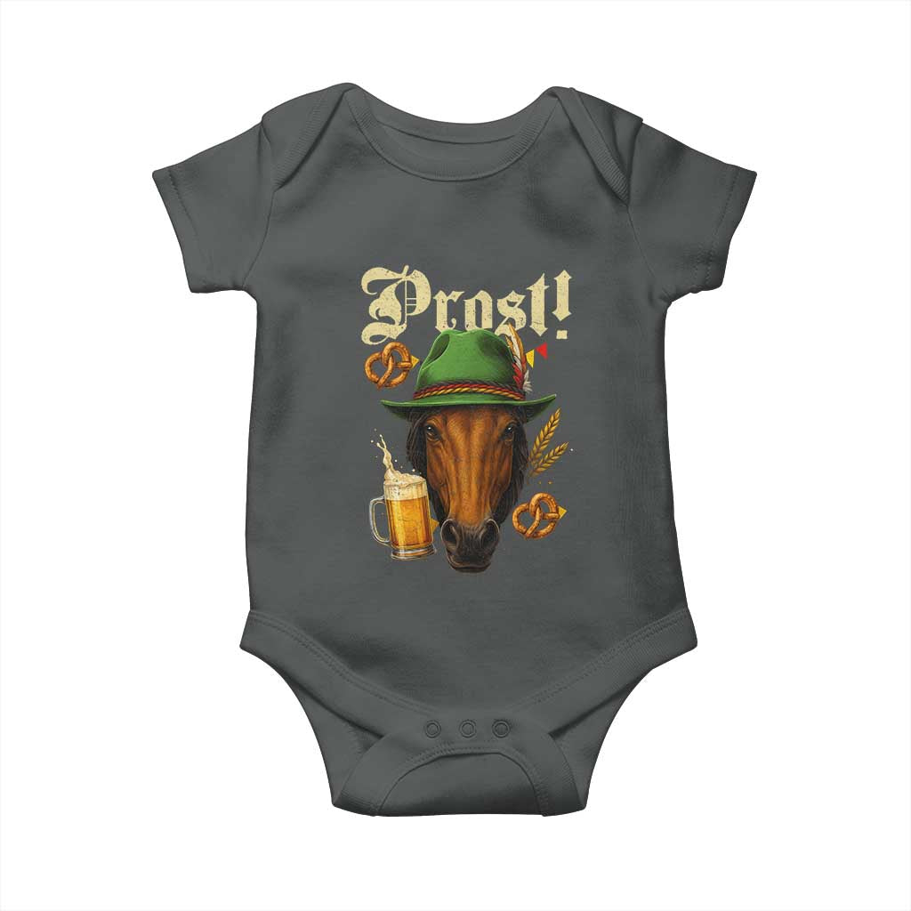 Oktoberfest Horse Baby Onesie German Octoberfest Beer Prost Drinking TS10 Dark Heather Print Your Wear
