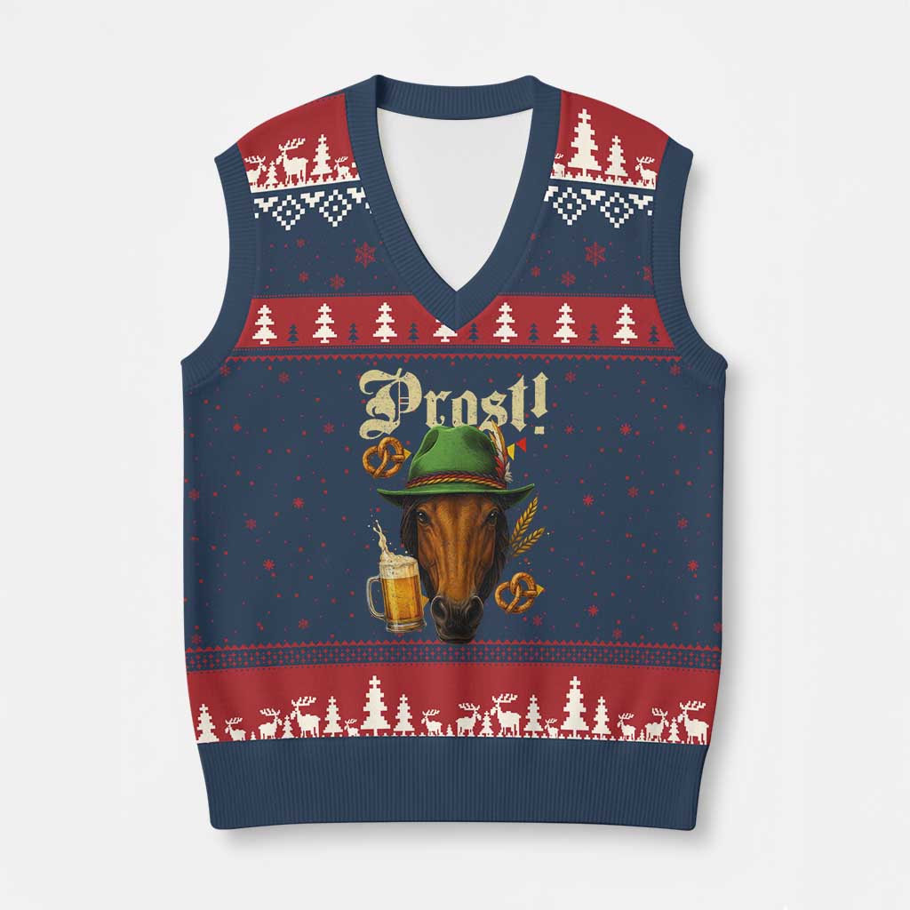 Oktoberfest Horse V-Neck Knit Sweater Vest German Octoberfest Beer Prost Drinking TS10 Navy Red Print Your Wear