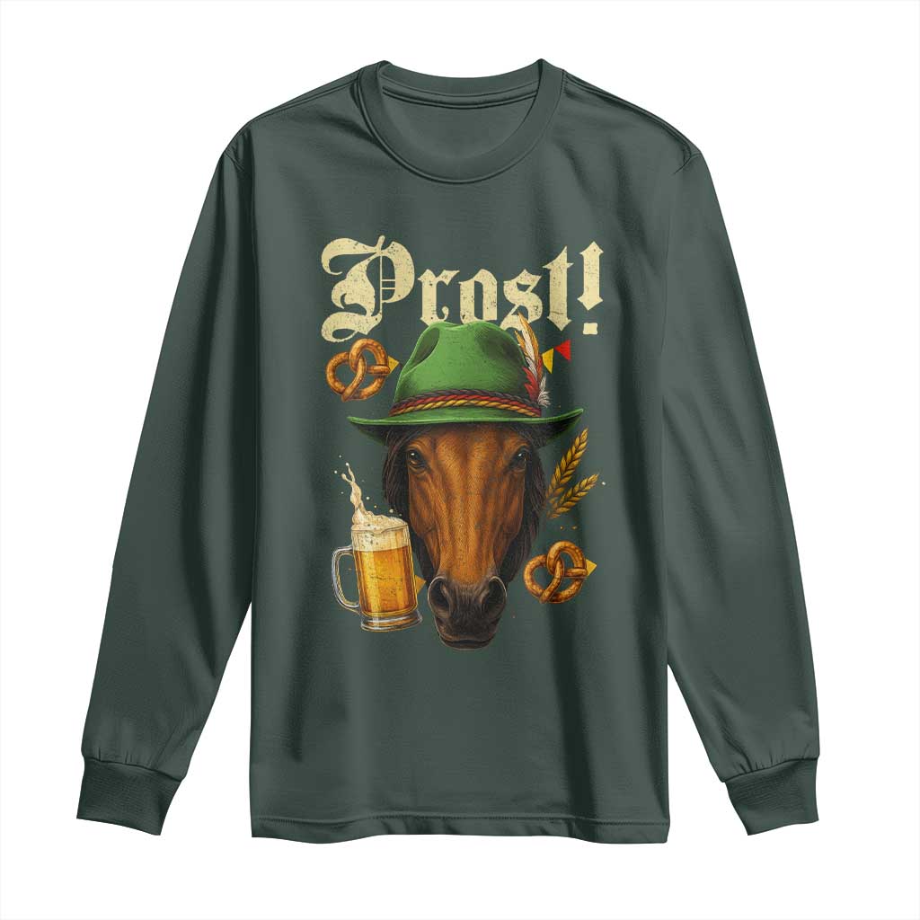 Oktoberfest Horse Long Sleeve Shirt German Octoberfest Beer Prost Drinking TS10 Dark Forest Green Print Your Wear
