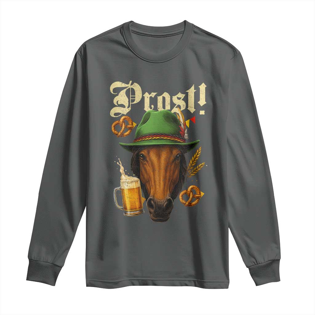 Oktoberfest Horse Long Sleeve Shirt German Octoberfest Beer Prost Drinking TS10 Dark Heather Print Your Wear
