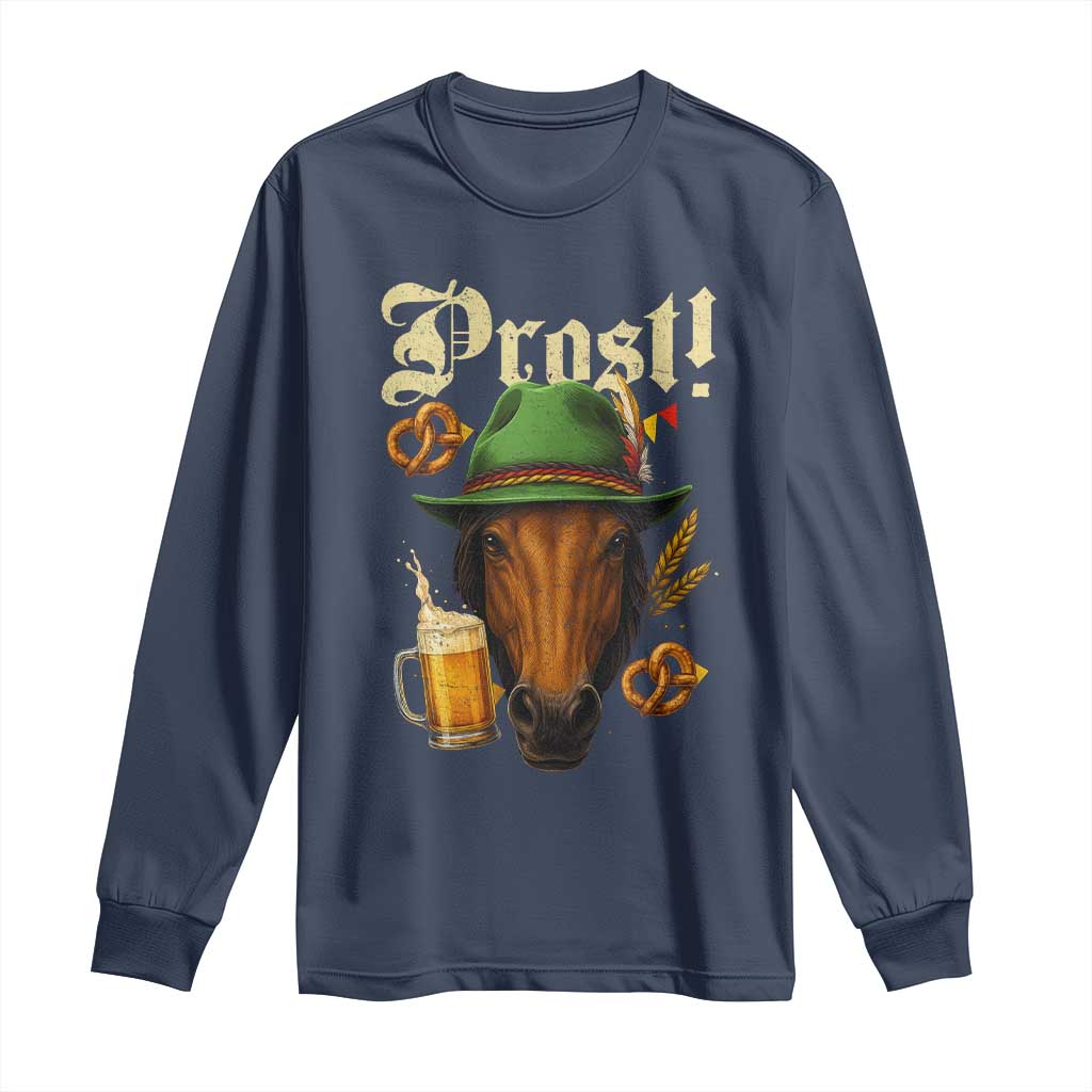 Oktoberfest Horse Long Sleeve Shirt German Octoberfest Beer Prost Drinking TS10 Navy Print Your Wear