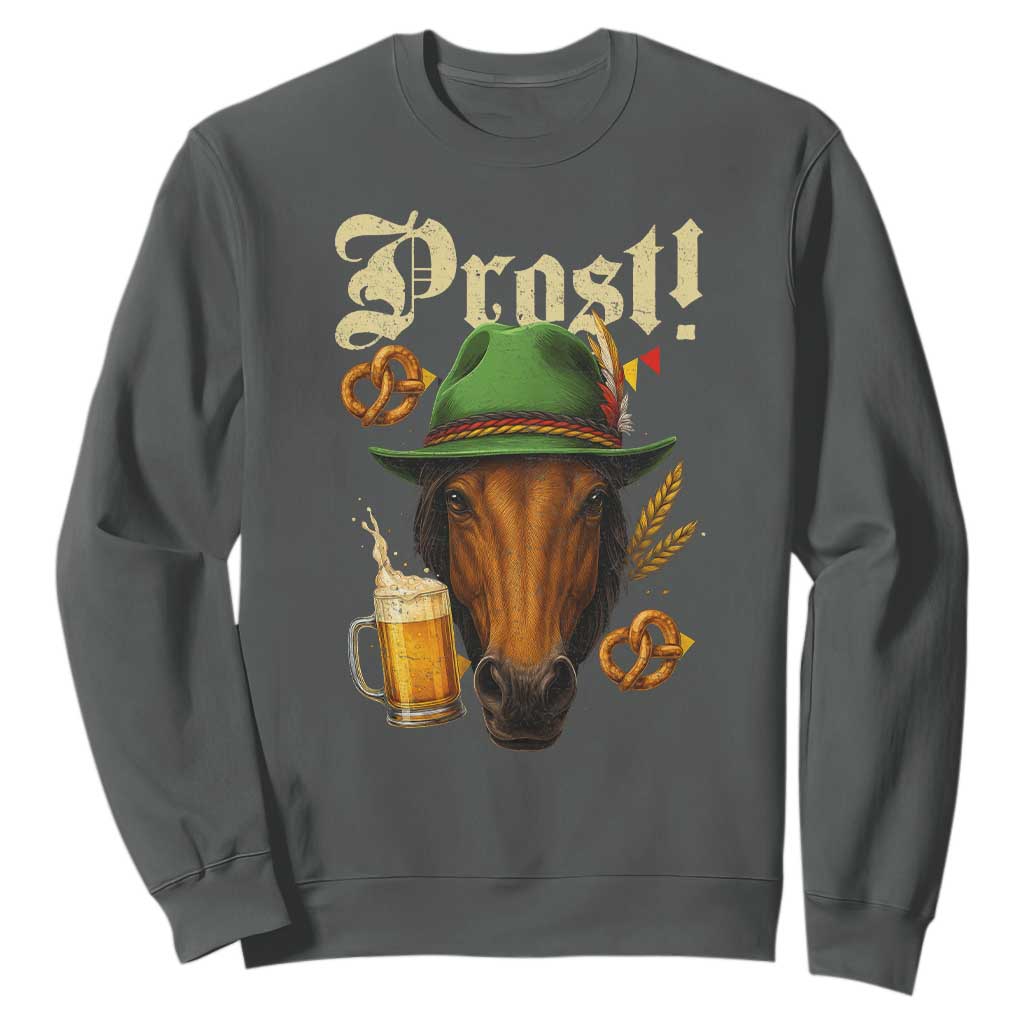 Oktoberfest Horse Sweatshirt German Octoberfest Beer Prost Drinking TS10 Dark Heather Print Your Wear