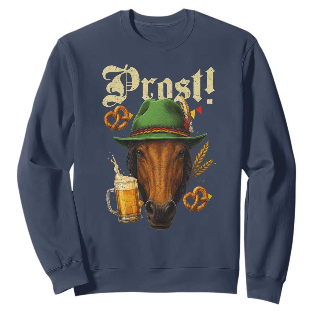 Oktoberfest Horse Sweatshirt German Octoberfest Beer Prost Drinking TS10 Navy Print Your Wear