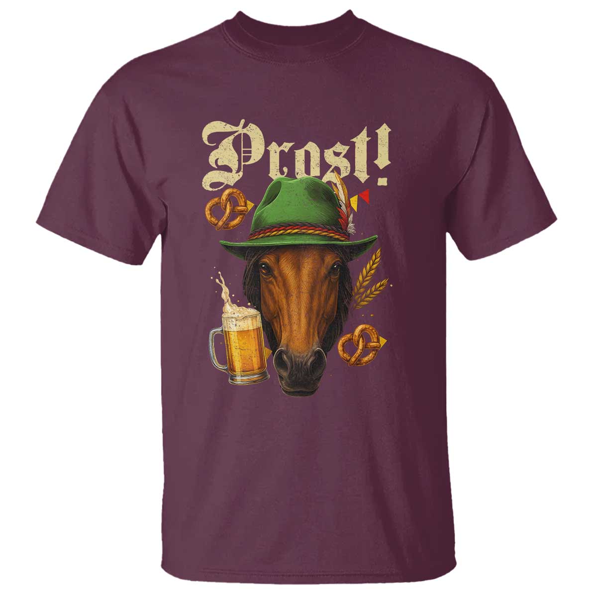 Oktoberfest Horse T Shirt German Octoberfest Beer Prost Drinking TS10 Maroon Print Your Wear