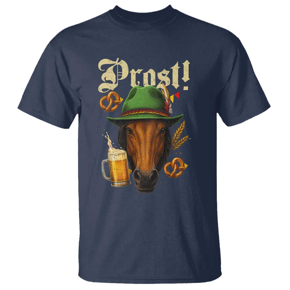 Oktoberfest Horse T Shirt German Octoberfest Beer Prost Drinking TS10 Navy Print Your Wear