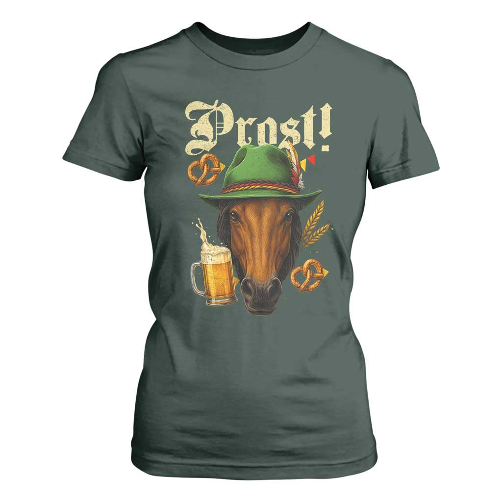 Oktoberfest Horse T Shirt For Women German Octoberfest Beer Prost Drinking TS10 Dark Forest Green Print Your Wear
