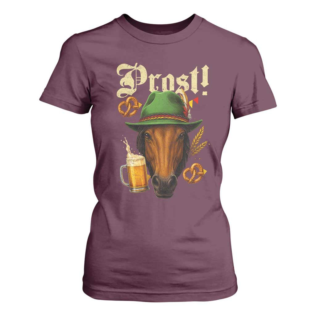 Oktoberfest Horse T Shirt For Women German Octoberfest Beer Prost Drinking TS10 Maroon Print Your Wear