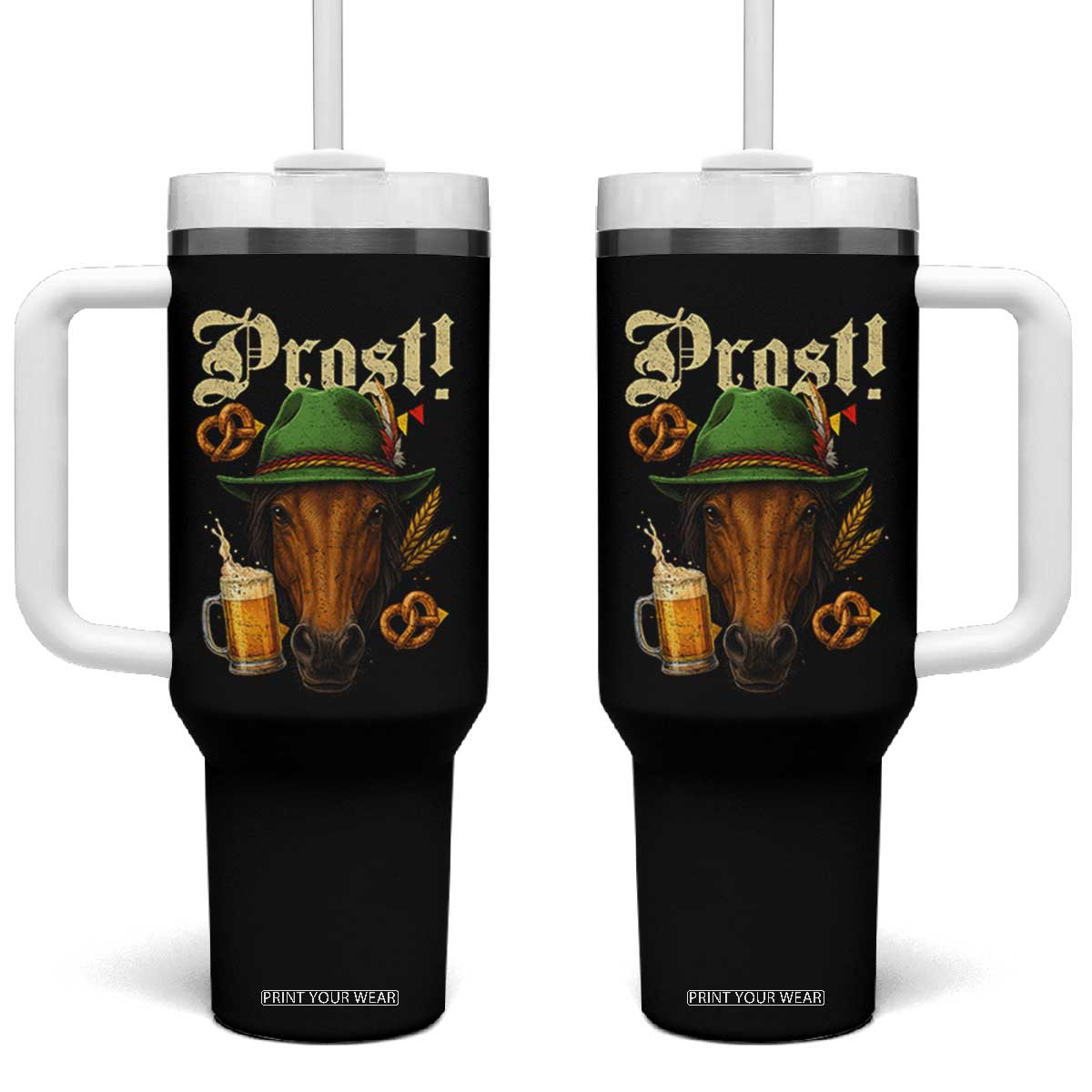 Oktoberfest Horse Tumbler With Handle German Octoberfest Beer Prost Drinking TS10 One Size: 40 oz Black Print Your Wear