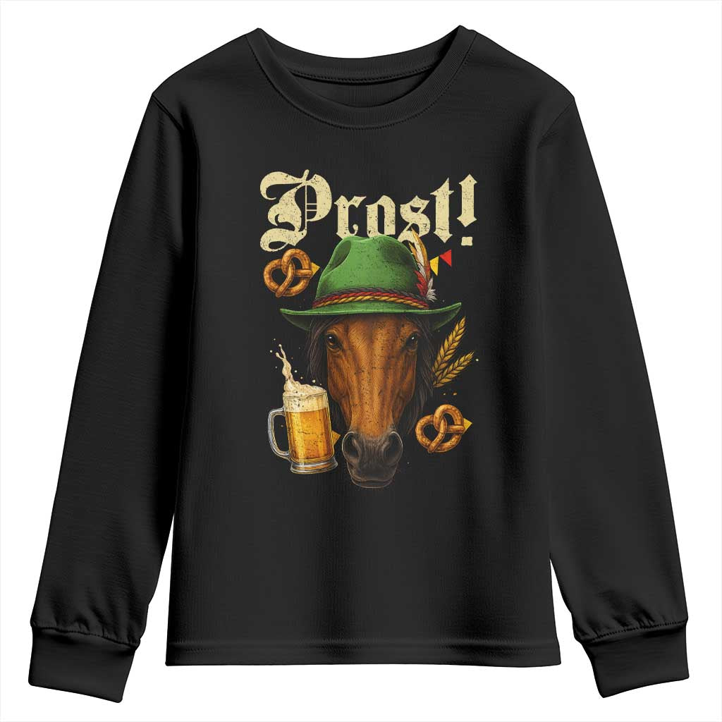 Oktoberfest Horse Youth Sweatshirt German Octoberfest Beer Prost Drinking TS10 Black Print Your Wear