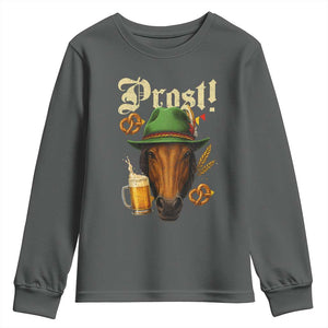 Oktoberfest Horse Youth Sweatshirt German Octoberfest Beer Prost Drinking TS10 Dark Heather Print Your Wear