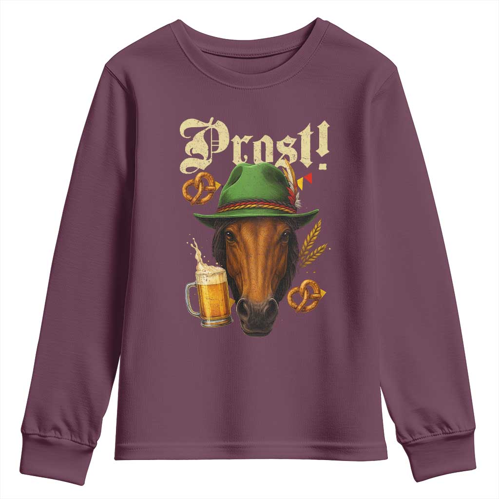 Oktoberfest Horse Youth Sweatshirt German Octoberfest Beer Prost Drinking TS10 Maroon Print Your Wear
