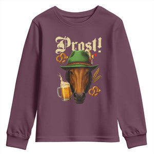 Oktoberfest Horse Youth Sweatshirt German Octoberfest Beer Prost Drinking TS10 Maroon Print Your Wear