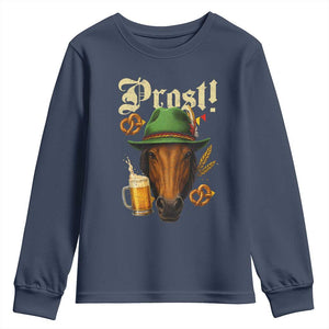 Oktoberfest Horse Youth Sweatshirt German Octoberfest Beer Prost Drinking TS10 Navy Print Your Wear
