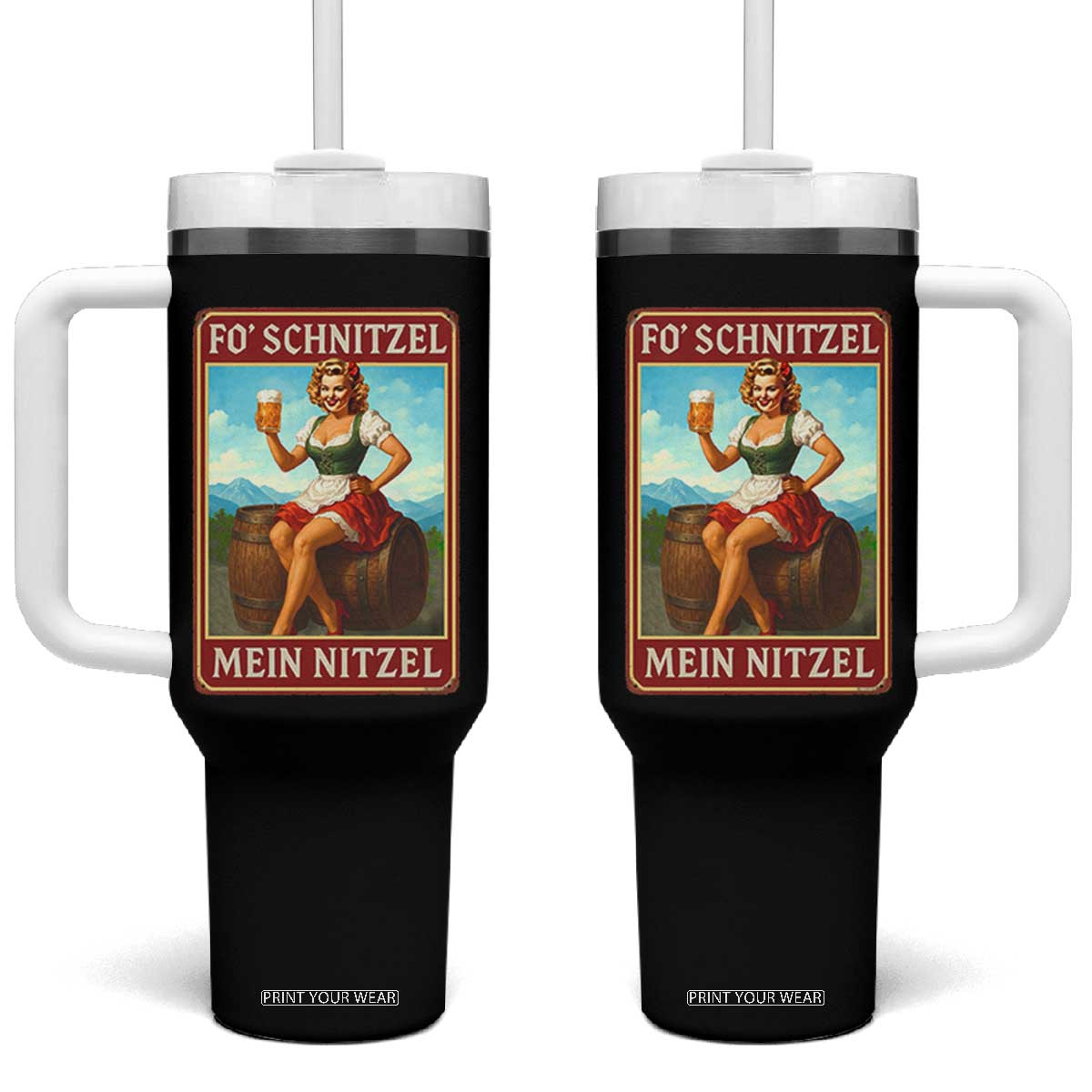 Funny Oktoberfest Tumbler With Handle German Octoberfest Matching Drinking Beer Pun Up Girl TS10 One Size: 40 oz Black Print Your Wear