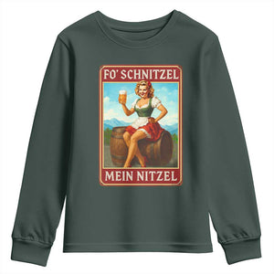 Funny Oktoberfest Youth Sweatshirt German Octoberfest Matching Drinking Beer Pun Up Girl TS10 Dark Forest Green Print Your Wear