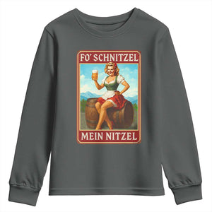 Funny Oktoberfest Youth Sweatshirt German Octoberfest Matching Drinking Beer Pun Up Girl TS10 Dark Heather Print Your Wear