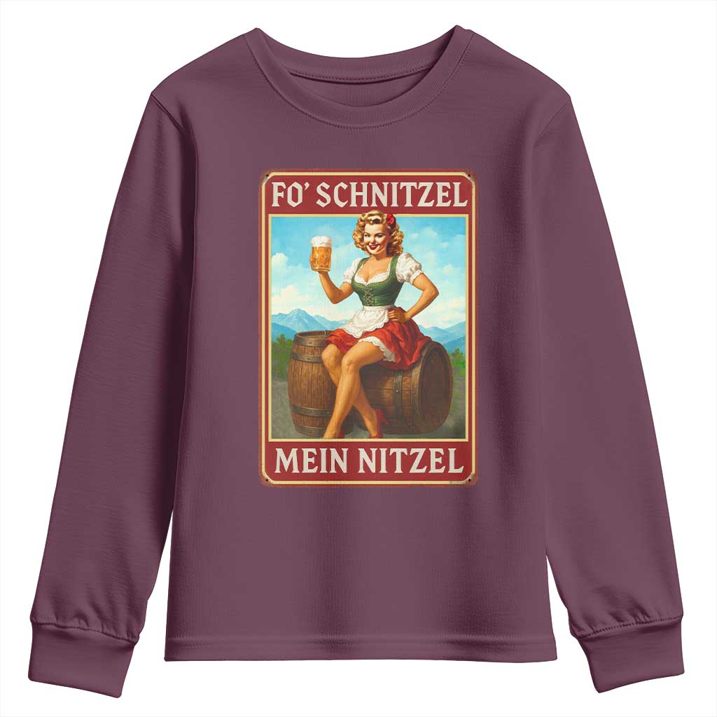 Funny Oktoberfest Youth Sweatshirt German Octoberfest Matching Drinking Beer Pun Up Girl TS10 Maroon Print Your Wear