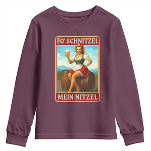 Funny Oktoberfest Youth Sweatshirt German Octoberfest Matching Drinking Beer Pun Up Girl TS10 Maroon Print Your Wear