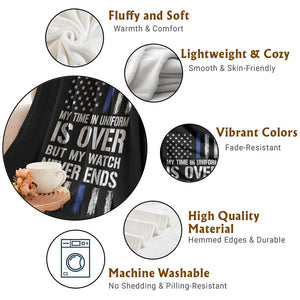 Police Retirement Throw Blanket My Time In Uniform Is Over USA Flag Retied Officer Gifts