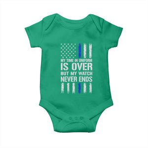 Police Retirement Baby Onesie My Time In Uniform Is Over USA Flag Retied Officer Gifts TS10 Irish Green Print Your Wear